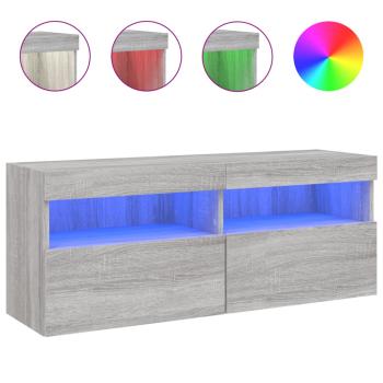 TV-Wandschrank mit LED-Leuchten Grau Sonoma 100x30x40 cm