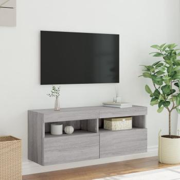 TV-Wandschrank mit LED-Leuchten Grau Sonoma 100x30x40 cm