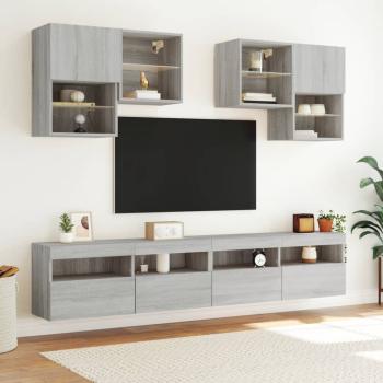 TV-Wandschrank mit LED-Leuchten Grau Sonoma 100x30x40 cm