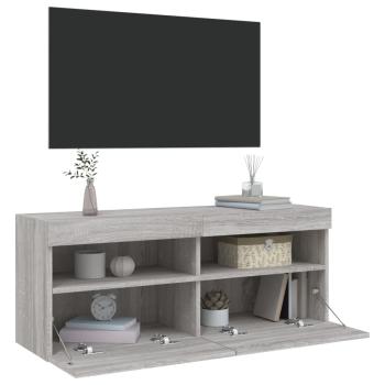 TV-Wandschrank mit LED-Leuchten Grau Sonoma 100x30x40 cm