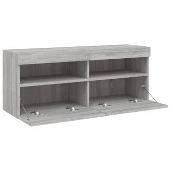 TV-Wandschrank mit LED-Leuchten Grau Sonoma 100x30x40 cm