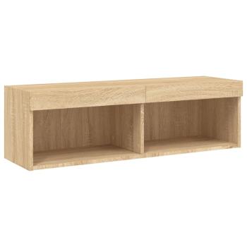 ARDEBO.de - 5-tlg. Wohnwand mit LED-Beleuchtung Sonoma-Eiche Holzwerkstoff