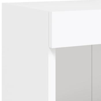 6-tlg. Wohnwand mit LED-Beleuchtung Weiß Holzwerkstoff