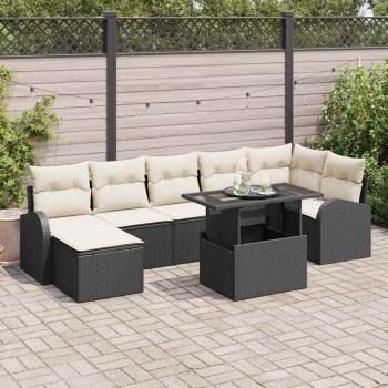 ARDEBO.de - Garten-Sofa-Set mit Kissen 8 pcs Schwarz und Creme