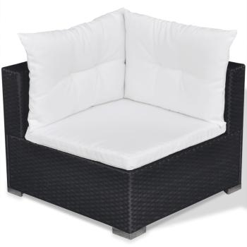 6-tlg. Garten-Lounge-Set mit Kissen Poly Rattan Schwarz