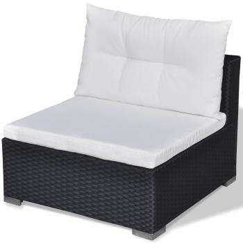 6-tlg. Garten-Lounge-Set mit Kissen Poly Rattan Schwarz