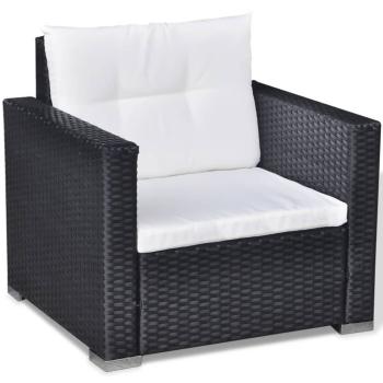 6-tlg. Garten-Lounge-Set mit Kissen Poly Rattan Schwarz