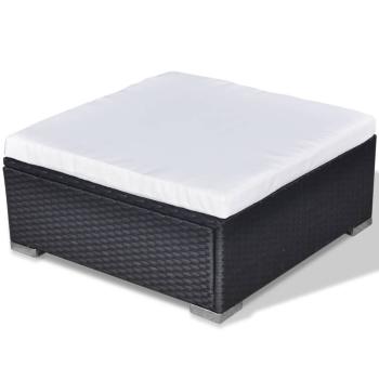 6-tlg. Garten-Lounge-Set mit Kissen Poly Rattan Schwarz