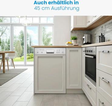 Bomann GSPE 7423 TI Teilintegrierter Einbau-Geschirrspüler, 59,8cm breit, 14 Maßgedecke, Aquastop-Schlauch, Bedienblende Edelstahl (774230)
