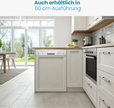 Bomann GSPE 7422 TI Teilintegrierter Einbau-Geschirrspüler, 45cm breit, 10 Maßgedecke, Aquastop-Schlauch, Überlaufsicherung, Bedienblende Edelstahl (774220)