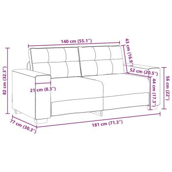 Loveseat-Sofa Wolkengrau 140 cm Stoff