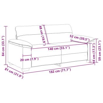 2-Sitzer-Sofa Grau 140 cm Kunstleder