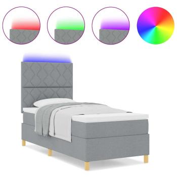 Boxspringbett mit Matratze Hellgrau 90 x 200 cm Stoff