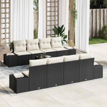 ARDEBO.de - Garten-Sofa-Set 7 pcs Schwarz und Creme 55 x 55 x 37 cm