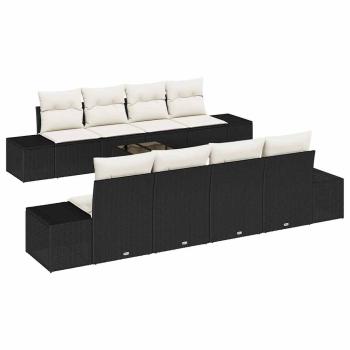 Garten-Sofa-Set 7 pcs Schwarz und Creme 55 x 55 x 37 cm