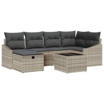 Garten-Sofa-Set mit Kissen mit Speicher 7 pcs Grau