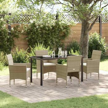 ARDEBO.de - Garten Essgruppe mit Kissen 5 pcs Beige Poly Rattan