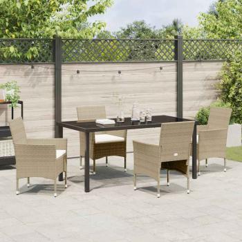 Garten Essgruppe mit Kissen 5 pcs Beige Poly Rattan