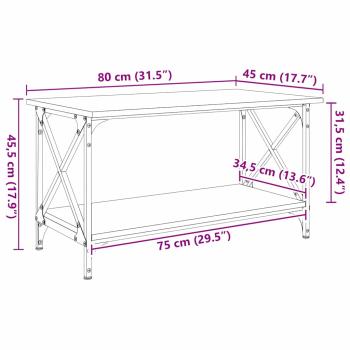 ARDEBO.de - Couchtisch Eiche handwerklich 80 x 45 x 45.5 cm Holzwerkstoff