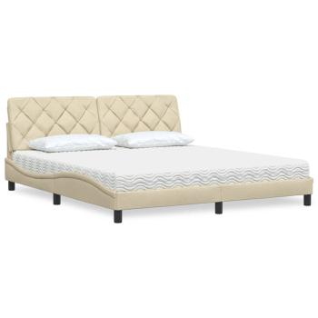 ARDEBO.de - Bett mit Matratze Creme 180x200 cm Stoff