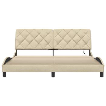 Bettgestell mit LED ohne Matratze Creme 180x200 cm Stoff