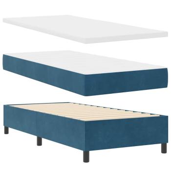 LED Boxspringbett mit Matratze Argyle Blau 100 x 200 cm Samt