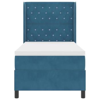 LED Boxspringbett mit Matratze Argyle Blau 100 x 200 cm Samt