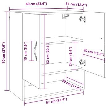 Wandschrank Schwarze Eiche 60 x 31 x 70 cm Holzwerkstoff