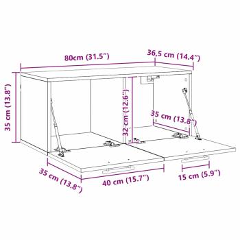 Wandschrank Altholz 80 x 36.5 x 35 cm Holzwerkstoff