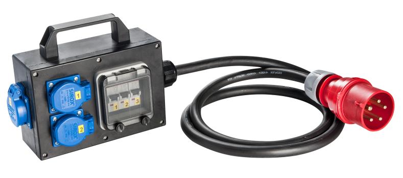 ARDEBO.de - Vollgummi-Adapter 32A-Schuko abgesichert 3LS 16A 1-pol C