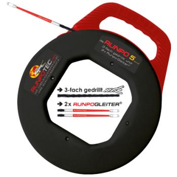 Runpotec Runpo 5, 30 m, Ø5,3, schwarz 3-fach gedrilltes Kunststoffb.