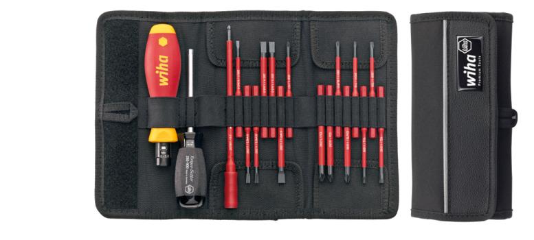 ARDEBO.de - Wiha Drehmoment-Schraubendreher Set TorqueVario®-S electric gemischt 18-tlg. variabel einstellbare Drehmomentbegrenzung in Tasche (36791) 0,8-5,0 Nm