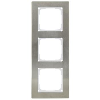 ARDEBO.de - OPUS-FUSION E-Rahmen 3-f., pw Edelstahl silber/weiß