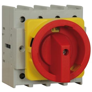 ARDEBO.de - Not-Aus-Schalter rot/gelb 125A trennend, 4-polig, Fronteinbau