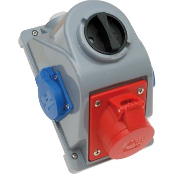 ARDEBO.de - CEE-WD 16A, 5p.6h, 400V, IP44 rot, 2xSchuko, abschaltbar