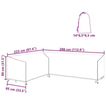 Schutzhülle für Gartenmöbel 286 x 222 x 80 cm 600D-Gewebe
