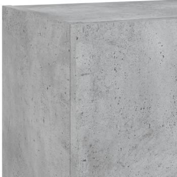 4-tlg. Wohnwand mit LED-Beleuchtung Betongrau Holzwerkstoff