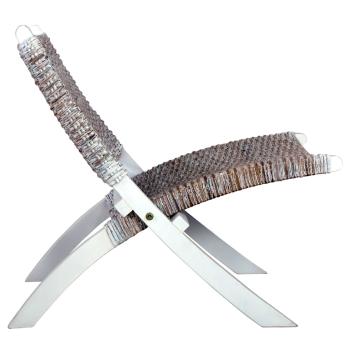 Relaxstuhl Weiß Natur Kubu-Rattan und Massivholz Mahagoni