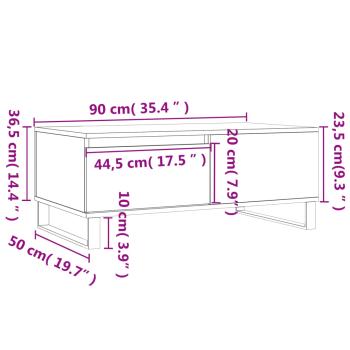 Couchtisch Grau Sonoma 90x50x36,5 cm Holzwerkstoff