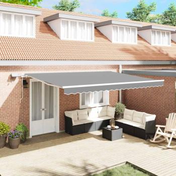 ARDEBO.de - Markise mit Manuell Weiß 4 × 3 m Metall