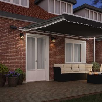 Markise mit Manuell Weiß 4 × 3 m Metall