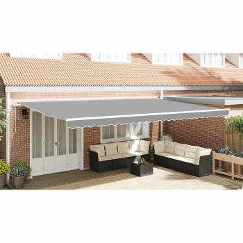 Markise Manuell Weiß 6 x 3 m Metall