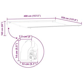 Markise Manuell Weiß 4 × 3,5 m Metall