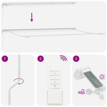 Markise mit Manuell Weiß 6 x 3 m Metall