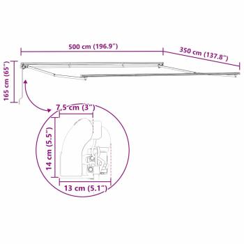 Markise Manuell Anthrazit 5 × 3,5 m Metall