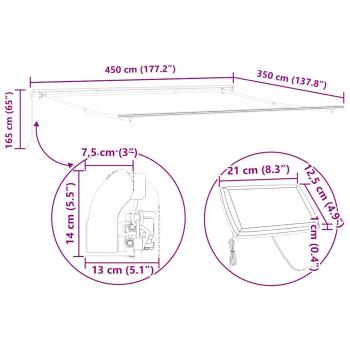 Markise mit Manuell Anthrazit 4,5 × 3,5 m Metall