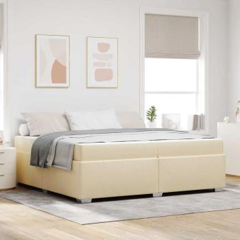 ARDEBO.de - Bettgestell Creme 200 x 200 cm Stoff