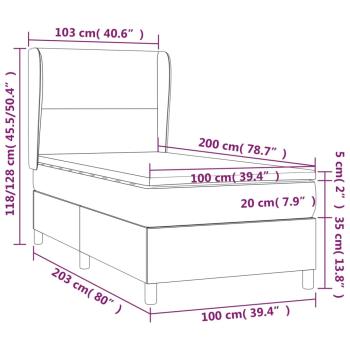 Boxspringbett mit Matratze & LED Creme 100x200 cm Kunstleder
