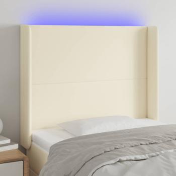 ARDEBO.de - LED Kopfteil Creme 103x16x118/128 cm Kunstleder