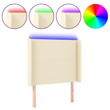 LED Kopfteil Creme 103x16x118/128 cm Kunstleder